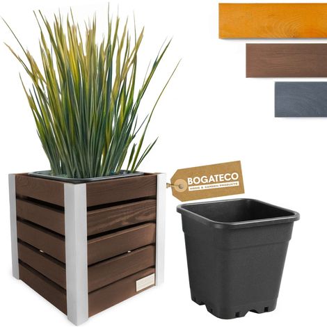 Jardinière Bois Bogateco 37x36x36 cm avec Bac Brun Foncé (1/5)