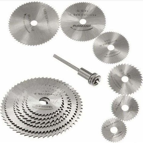 Nouveau 7pc HSS lames de scie outil rotatif, Circulaire en bois de coupe lame de scie Disques pour Dremel Outil rotatif Mandrin avec tige d'extension 1/8(3.175mm) (1/5)