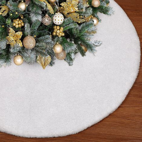 Tree Skirt - Christmas Tree Skirt Mat - 90 x 90 cm - Fabric Decorative Floor Cover for Holiday Tree Base - 1 Piece (1/5)