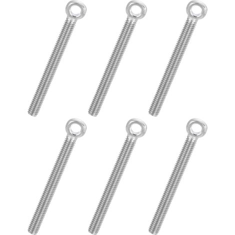 6 Pcs Boulon à Œil M6x60mm Boulon à Œillet de Levage pour Balancement d'Épaule, Vis Filetage Complet en Acier Inoxydable 304, Filetage Métrique Trou Coulissant, Couleur Argentée (1/5)