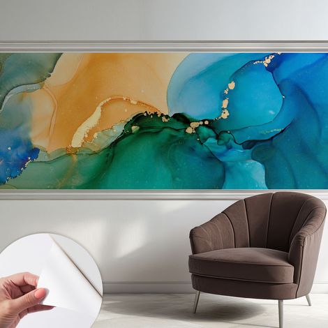 Papier peint autocollant avec imprimé pour cuisine facile à appliquer pour mur a motif Vagues colorées 250x104 cm (1/5)