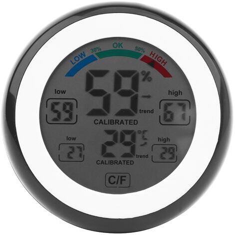 1Pc Creative Numérique LCD Température Thermomètre Hygromètre lectronique Humidimètre (Noir) (1/5)