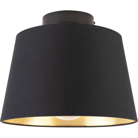 QAZQA Plafoniera con paralume combi - Classico - Tessuto,Acciaio - Nero - Tondo Max. 1 x Watt