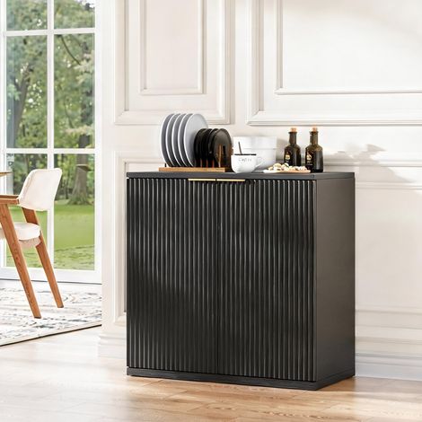 Meuble de rangement noir avec façade plissée et finition mate 80 (1/5)