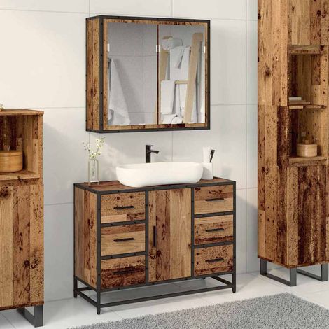 vidaXL Set di mobili per il bagno con cassetto 2 pcs Legno (1/5)