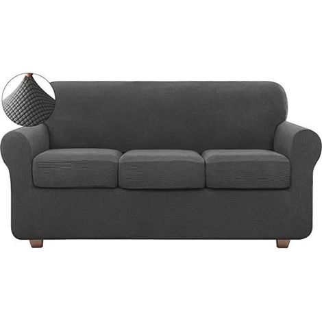 Housse Canapé Extensible Protege Canape 3 places Avec Accoudoirs Spandex Housse de Canapé Epaissie protection de canapé - Gris (1/4)