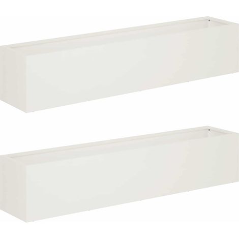 Garden Planter 2 pcs White 100 x 20 x 20 cm Cold-rolled Steel vidaXL