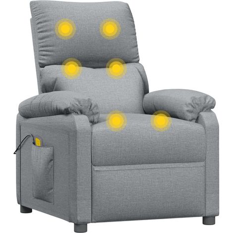 Massagesessel Hellgrau Stoff vidaXL