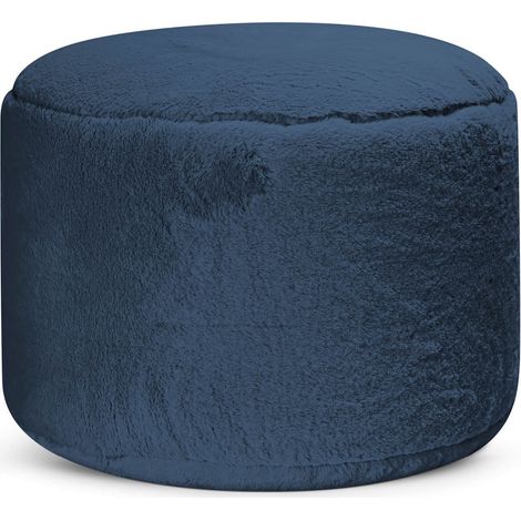 [NEUWERTIG] B-Ware Mokebo Pouf Xl Sitzpouf Hocker Faux Fur Blau Fußhocker Beistelltisch 40x60