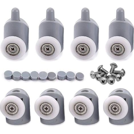Roulettes réglables à double rouleau (8 pièces), pour porte de douche/salle de bain, 25 mm (1/4)