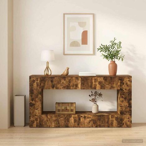 vidaXL Table console Chêne Fumé 155 x 29 x 74 cm Bois d’ingénierie