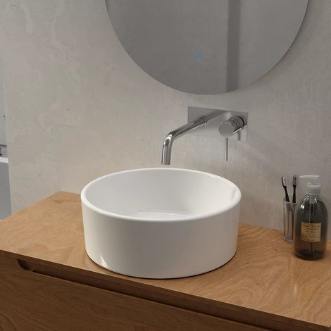 Lavabo da appoggio tondo in ceramica 41 5x41 5x15 5cm bianco lucido (1/4)