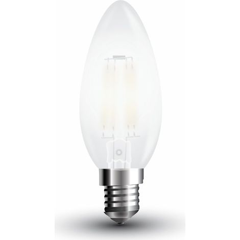 Ampoule LED V-TAC E14 4 W 100 lm/W, filament bougie, satin, blanc froid (1/2)