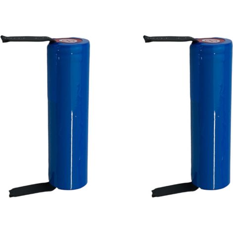 2x Trade-Shop Li-Ion BAK-Zelle 3,6V/3,7V 2900mAh mit U-Lötfahnen, 10A Entladestrom, Flat-Top Flach, lange Lebensdauer, umweltfreundlich / 18x65mm