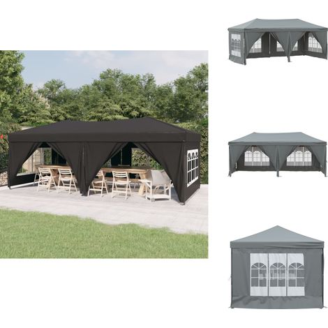 Tente de réception pliable avec parois Anthracite 3x6 m - Tents De Jardin - Abri De Jardin - Gazebo - Parasol - Chapiteau Pliables (1/5)