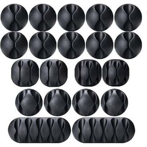 Set di 20 clip per cavi, organizer per la gestione dei cavi, organizer versatile per ufficio, cavi di alimentazione, cavi di ricarica USB, caricabatterie, cavi audio