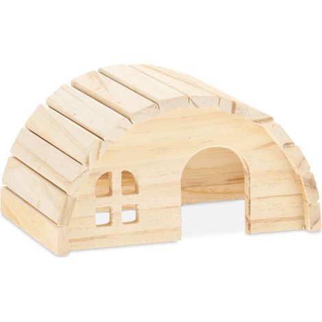 Casetta per criceti in legno 20 x 15 x 15 cm da arrampicata design naturale in legno di pino 130011244