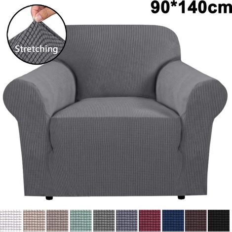 1 Housse de canapé, tissu polaire à carreaux, extensible avec élastique, protection anti-taches, pour salon et animaux (1/5)
