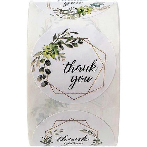 Rolle mit 500 „Danke“-Aufklebern im Blumendesign, ideal zum Verzieren von Geschenkverpackungen und Gebäck. Perfekt für Partys. – 2,5 x 2,5 cm (1/4)