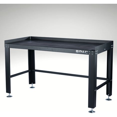 Bpac – Table établi 1,53m x 76cm avec tapis nitrile – Rebord de 5cm – Tôles 1,9mm – Pieds réglables pour sol irrégulier