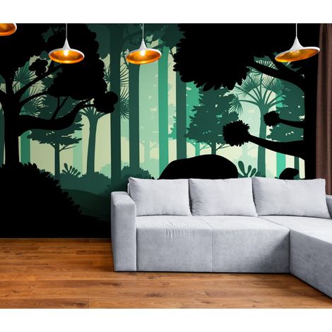 Papier Peint Forêt - Cerf en Ombre dans la Clairière - 150 x 250 cm (1/2)