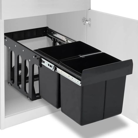 Poubelle amovible de cuisine-Bac à ordures de cuisine Fermeture en douceur 36 L 337432 (1/5)