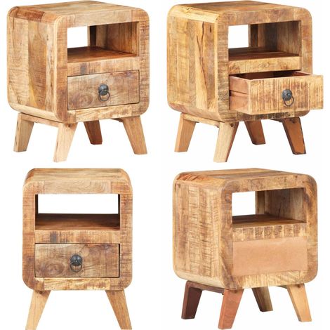 vidaXL Table de chevet 30x30x41 cm Bois de manguier brut (1/5)