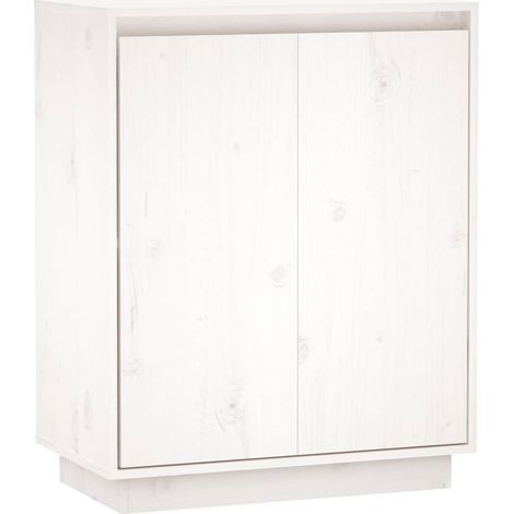 Buffet Blanc 60x34x75 Bois massif de pin 3 (1/5)