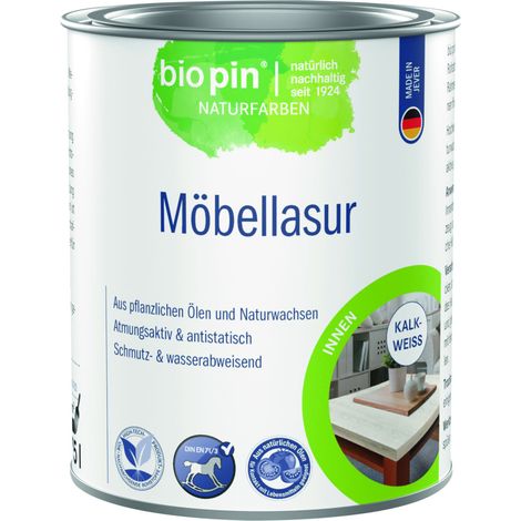 Biopin Möbellasur 750 ml kalkweiß Holzlasur