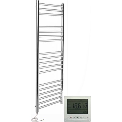 Riga Electric Stainless Steel Heated Towel Rail 400 x 1200mm + 7 Day Timer/thermostat (1/3)