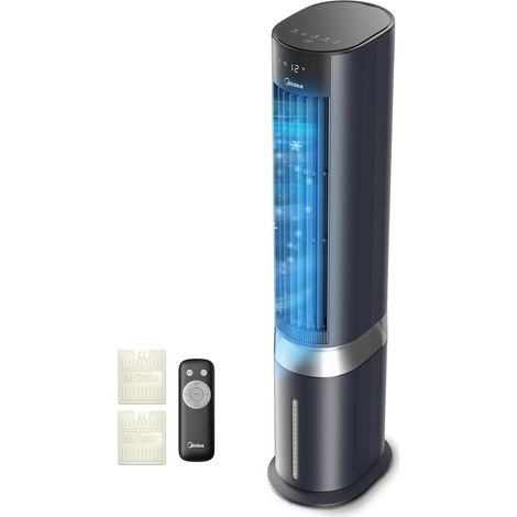 Midea Sensicool Luftkühler mit 7-Liter-Wasserkühlsystem Tragbare Klimaanlage ohne Abluftschlauch Wassergekühlter Ventilator 2000 m³/h Verdunstungskühler, 6 Geschwindigkeitsstufen, Touchscreen (Blau (1/5)