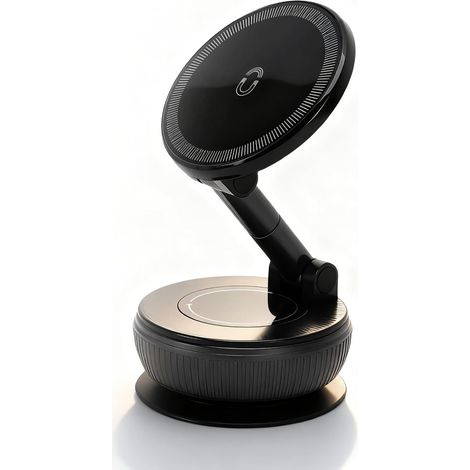 Support Magnétique À Ventouse pour Téléphone Portable, Aimant Puissant De 2800Gf, Base Pivotante 360°, Inclinable 180°, Support Voiture pour Téléphones Séries 16 15 14 13 12 (1/5)
