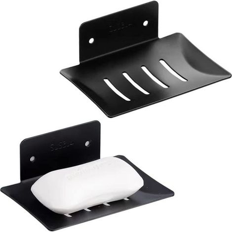 Portasapone autoadesivo per doccia - Portasapone da parete per bagno - 2 pezzi neri