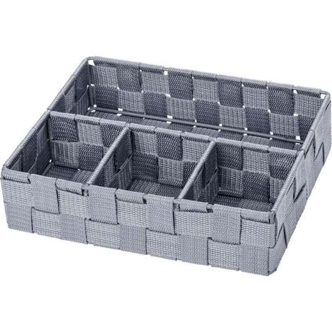 Adria Badezimmer-Organizer, klein, 4 Fächer, Polypropylen, 26 x 17 x 6,5 cm, Grau