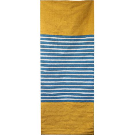 Tapis Indien en Coton - 70x170cm - Jaune/Bleu- Vendu par 1
