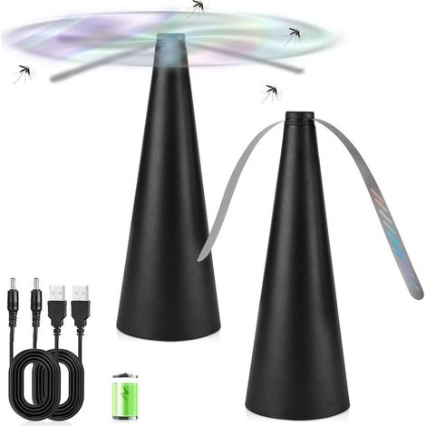 2 PCS Ventilateur Anti Mouche, Anti-moustiques Répulsif à Pales Répulsif à Pales sans Utiliser de Produits Chimiques pour Insecte pour Maison Dîner, Pique-Nique et Barbecue M (1/5)