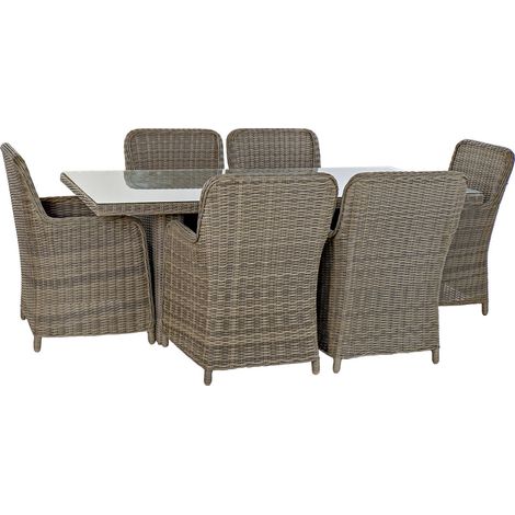 Mesa Comedor Set 7 Ratan Sintetico 200X100X75 5 Mm MB176977 (1/5)