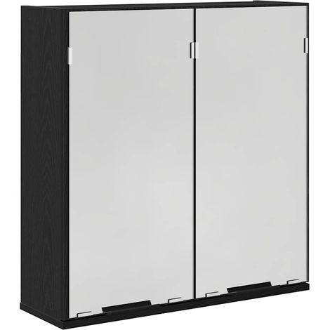 Maison Exclusive - Spiegelschrank mit Regal Schwarz Eichen-Optik