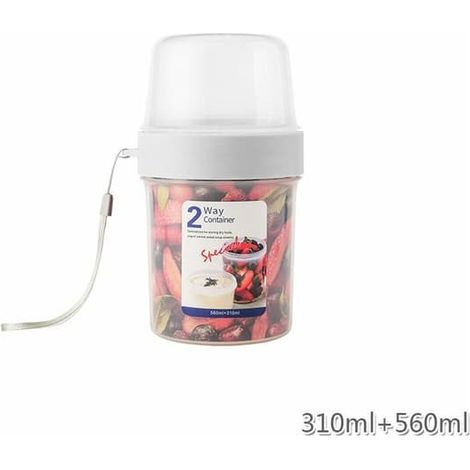 KLVGTIFS PU - Pot de yaourt 560 ml + 310 ml, récipient alimentaire, mug de voyage, boîte à lunch, bol à porridge, bol à salade, bol à soupe avec couvercle et joint. (1/5)