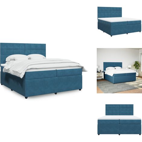 Sommier à lattes de lit et matelas Bleu foncé 200x200cm Velours - Sommier À Lattes De Lit - Sommiers À Lattes De Lit - Lit - Meuble De Chambre À Coucher (1/5)