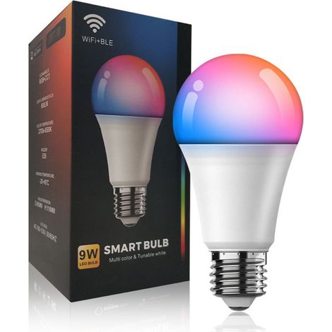 Ampoule LED Intelligente E26 9W WiFi, Commande à Distance via APP, Lampe RGBCW Blanc Chaud, 100-130V, Ampoule Connectée pour Maison (1/5)