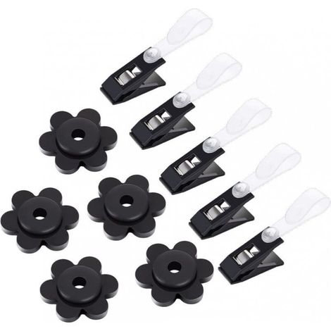 10 embouts en caoutchouc et pinces anti-vent pour drapeaux de jardin, Ru (1/5)