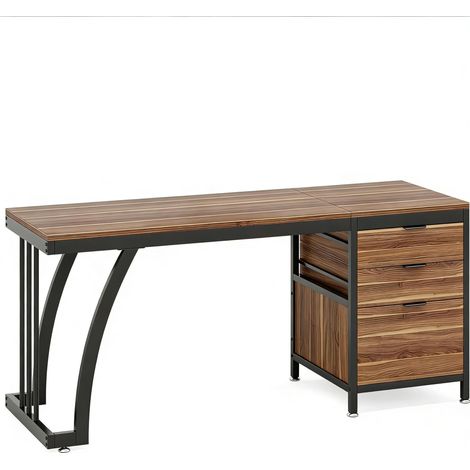 Escritorio de ordenador con cajonera de madera y metal 150 x 50 x 75 cm (1/5)