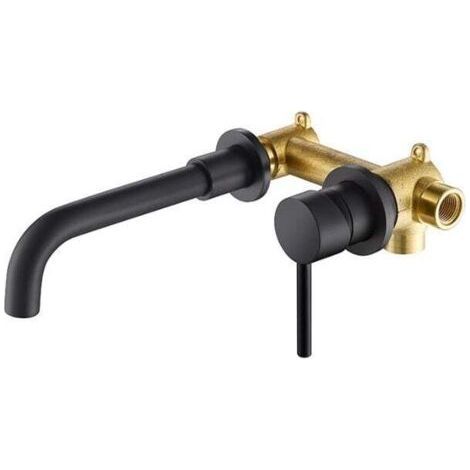 Raccorderie in ottone laccato nero, raccorderie da parete per bagno, rubinetteria per lavabo a muro, rubinetteria per lavabo o vasca da bagno a muro FLITI (1/4)