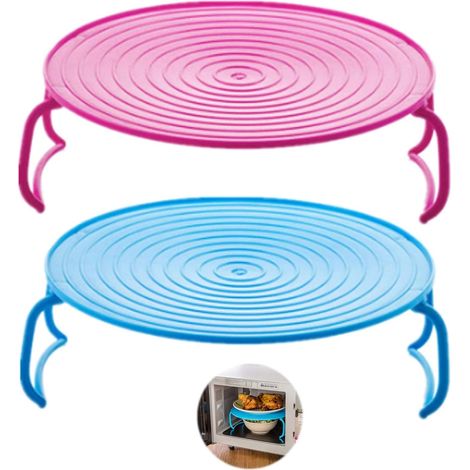 BEBUSINGOTO 2 pcs Plateau Rond Cuiseur Vapeur Rack Double Couche Vapeur Rack Support de Plateau de Cuisson en Plastique Multifonctionnel Plateau Rack Plateau pour Micro Ondes Accessoires de Micro Ond (1/5)