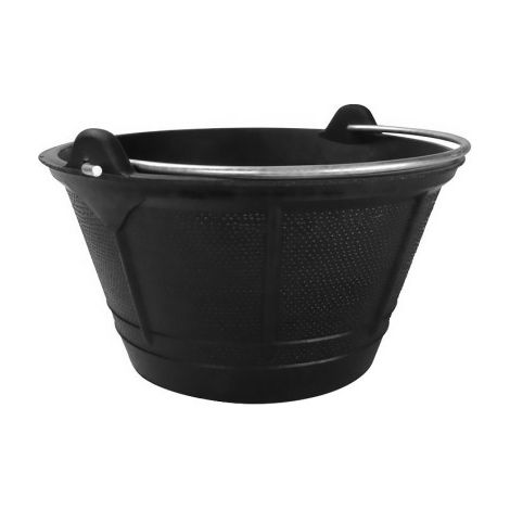 Seau italien en plastique noir de 10 litres avec poignée en métal (1/2)