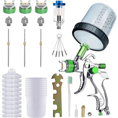 Kit de peinture HVLP pour application pneumatique, peinture automobile avec embouts de 1,4/1,7/2,0 mm (1/5)