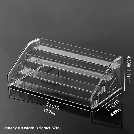 (4 niveaux) 1 pièce, étagère de rangement transparente à plusieurs niveaux pour parfums, présentoir à cosmétiques, étagère de rangement pour coiffeuse, présentoir à vernis à ongles (1/5)