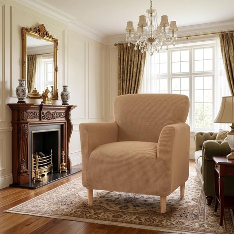 Housse de Fauteuil Ultra-Élastique en Tricot avec Accoudoirs, Housse de Protection pour Canapé et Fauteuil de Salon Contre Taches, Poils, Facile à Installer (1/5)