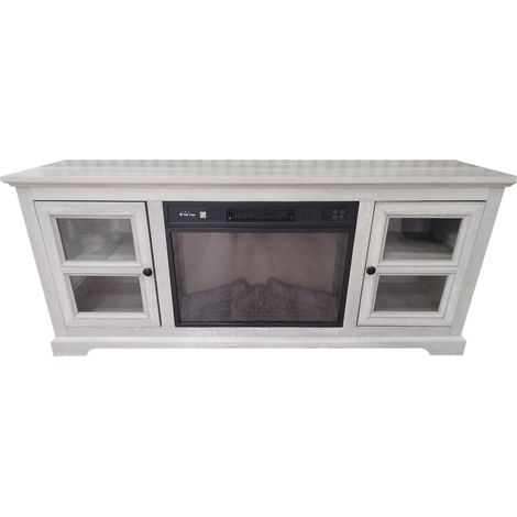 Purline – Buffet avec cheminée électrique 2000W – Finition chêne gris – Thermostat réglable – Minuterie et télécommande – Effet flammes LED (1/5)